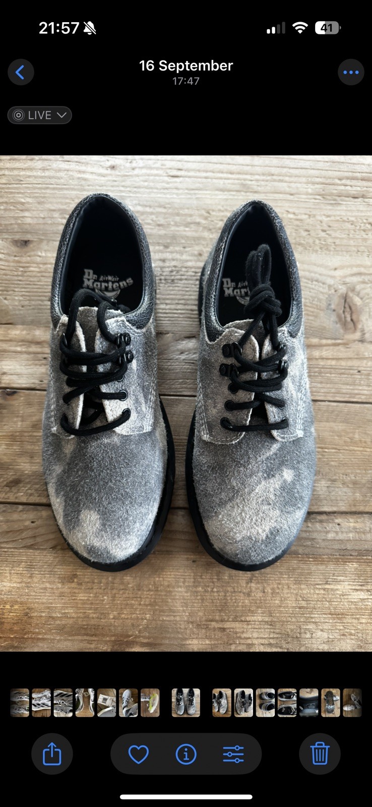 Dr. Martens 8053 Grey Stonewashed Suede Oxford Shoes Men’s Size 7 Women’s Size 8