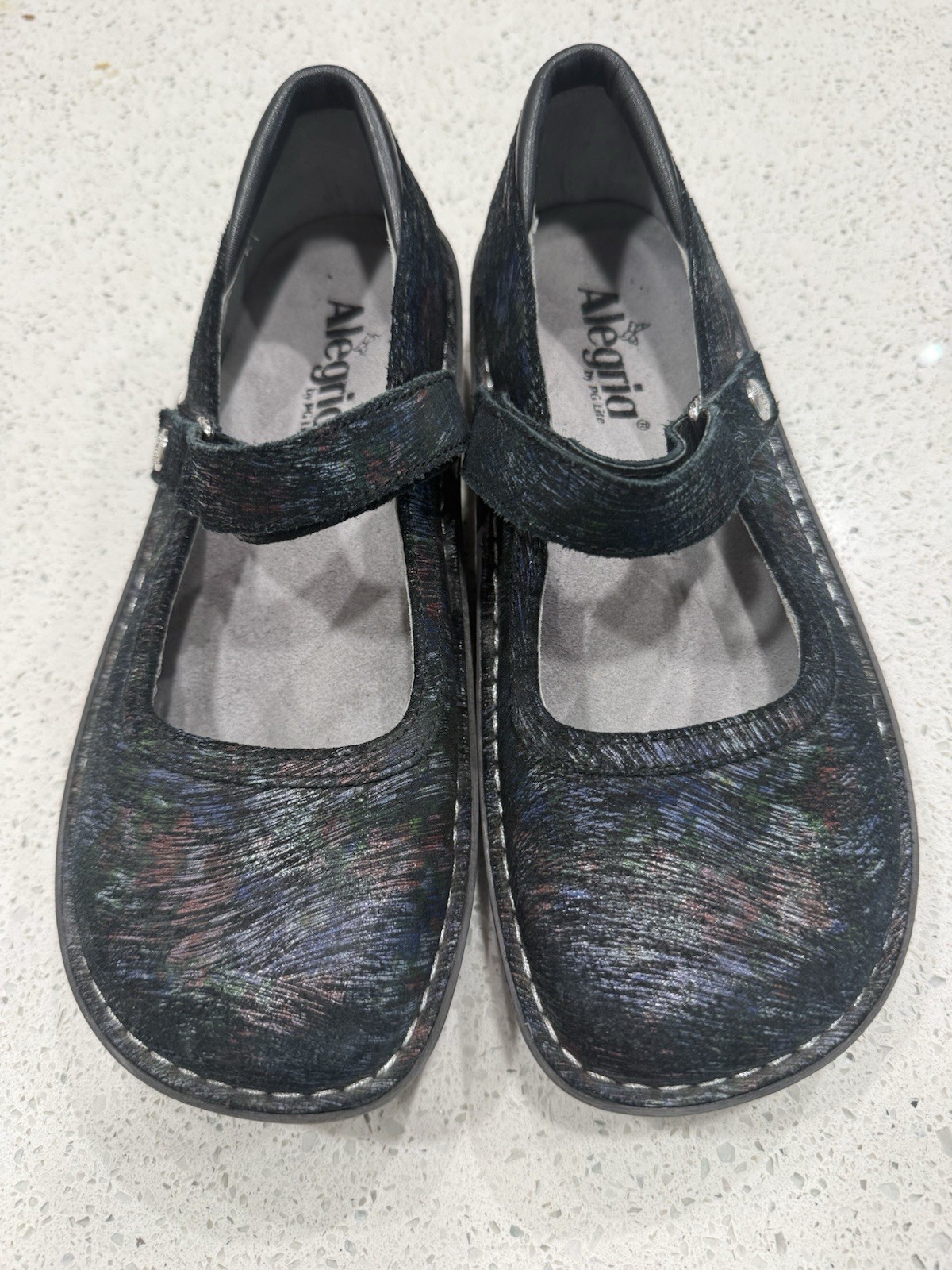 Alegria BEL-316 BEL-640 Black Multicolor Leather Mary Jane Shoes Women’s EU 38