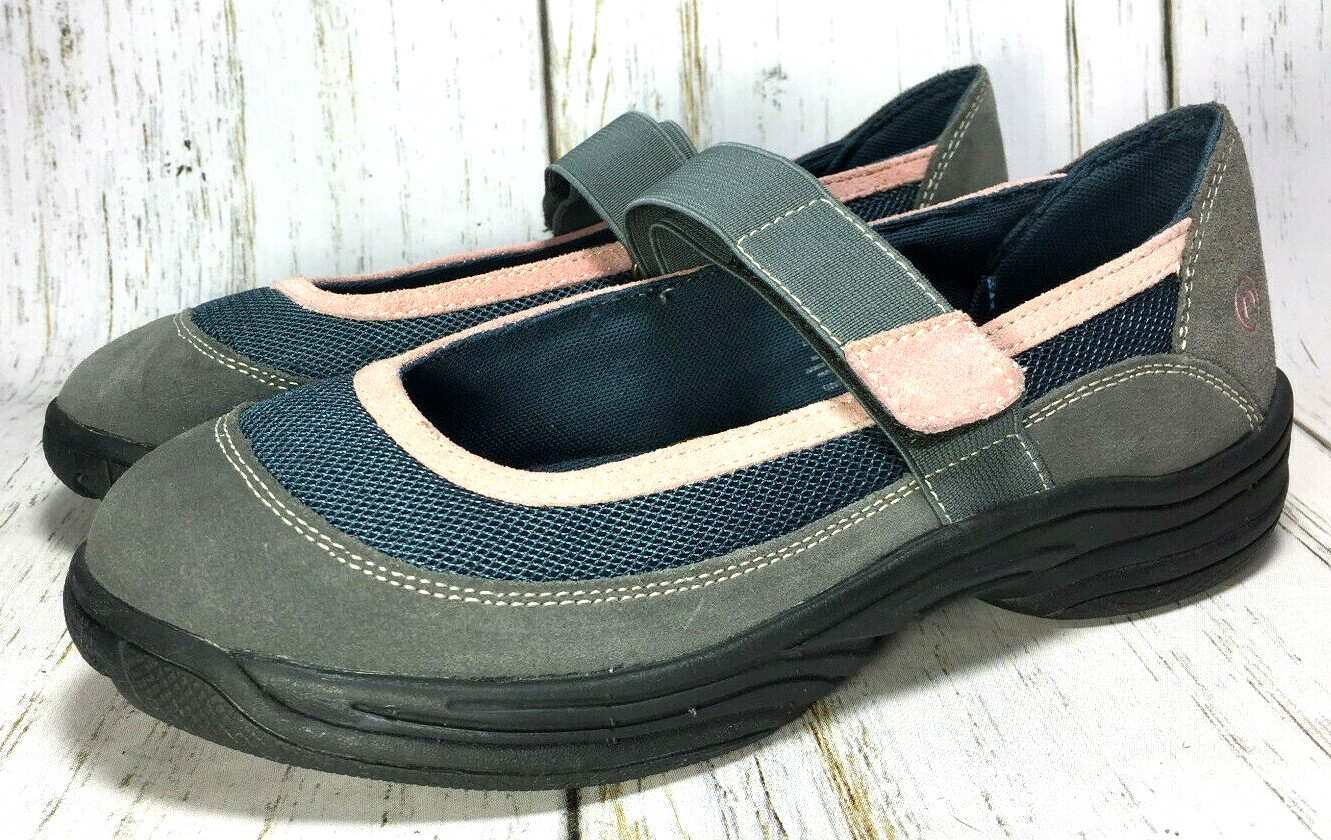 Rockport Mary Jane Grey Pink Suede and Textile Women’s Shoes Size 7 M Comfort