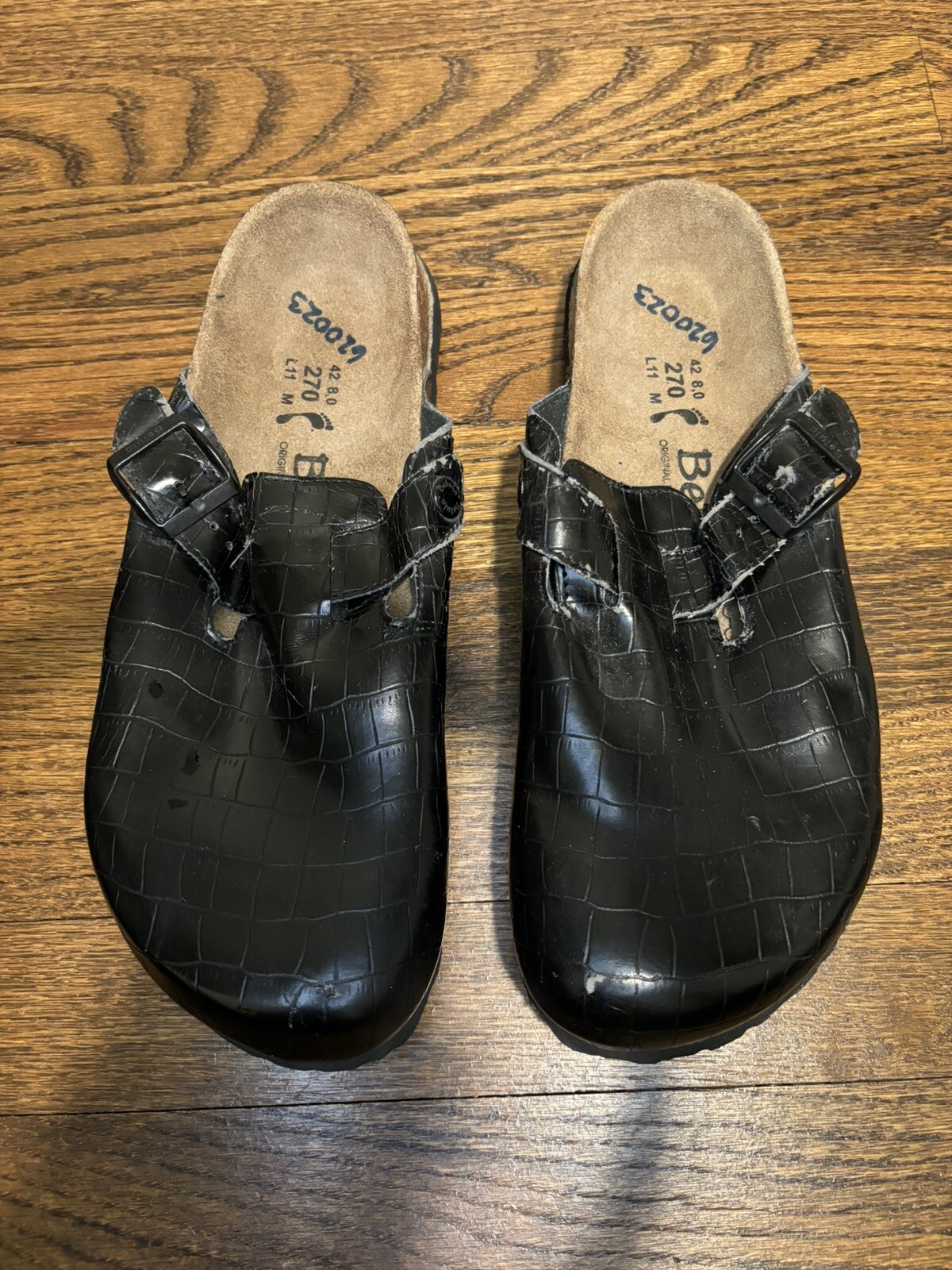 Birkenstock Clogs Size 42 Black Metalic Leather