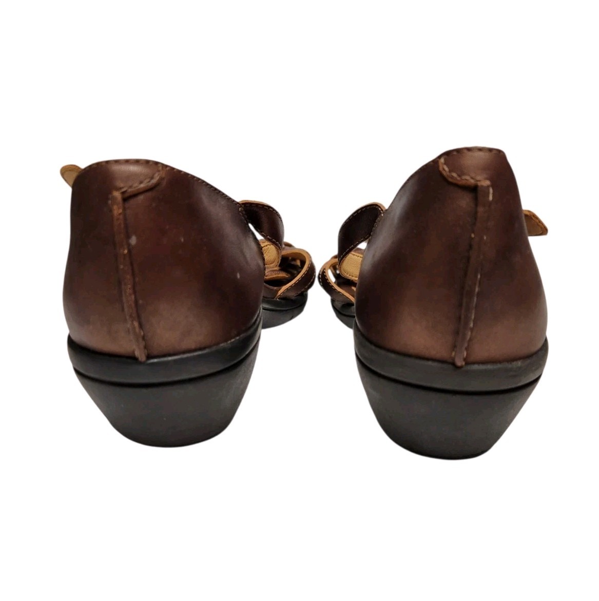 Clark’s Unstructured Strappy Leather Shoes-Sandals 8.5 M Buckle Comfort Brown