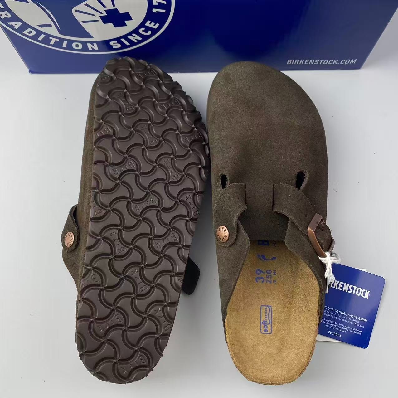 Birkenstock Boston Soft Footbed Mocha Suede Leather Unisex Shoes Clogs EU37-45
