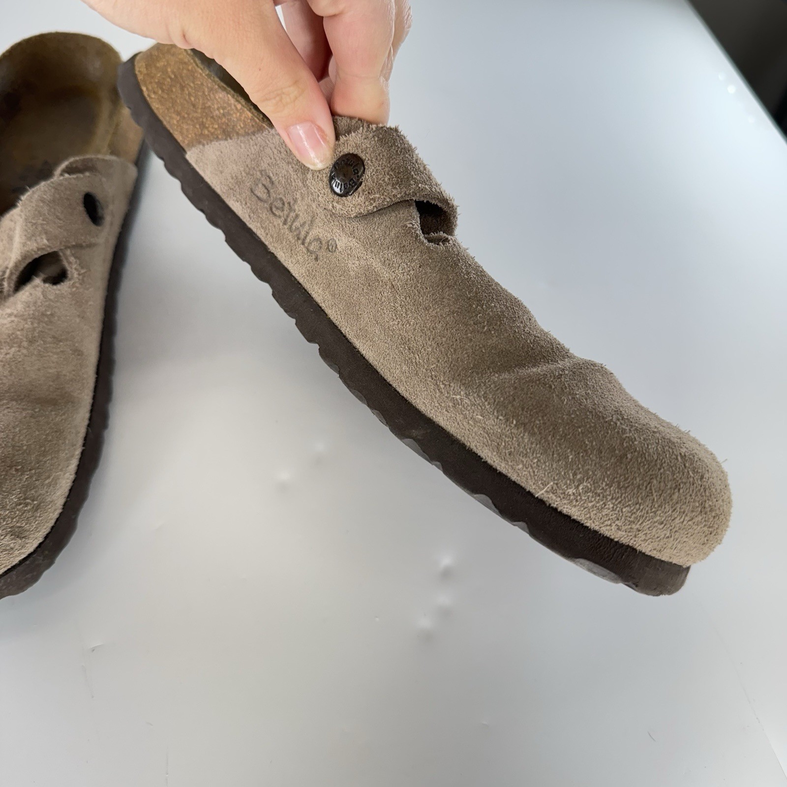 Birkenstock Betula Boston Clogs Beige Taupe Suede Leather Euro 41 US Women’s
