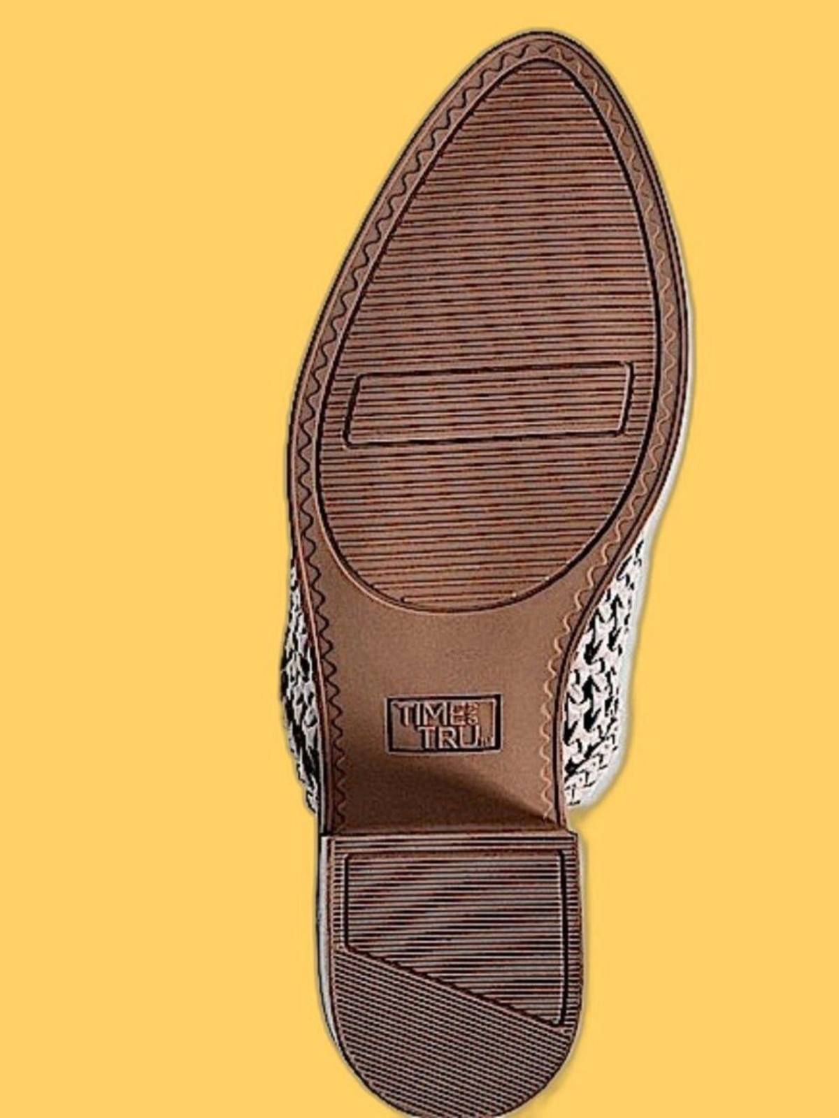 Time And Tru Women’s Woven Faux Leather Block Heel Mules Size 9 Tan NEW