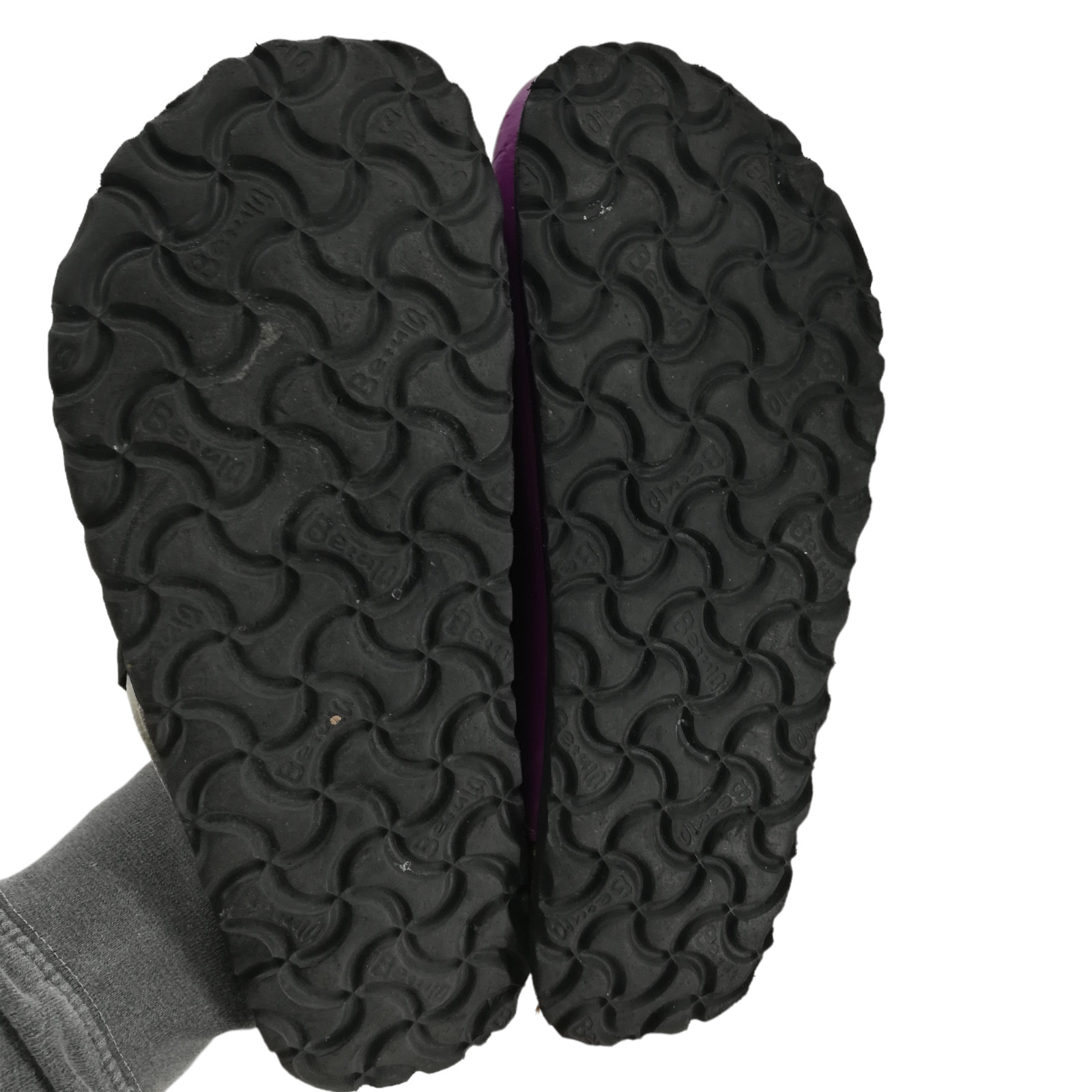 Betula Birkenstock Purple Slip On Leather Clogs Size 38 US 7 Flower Perforated