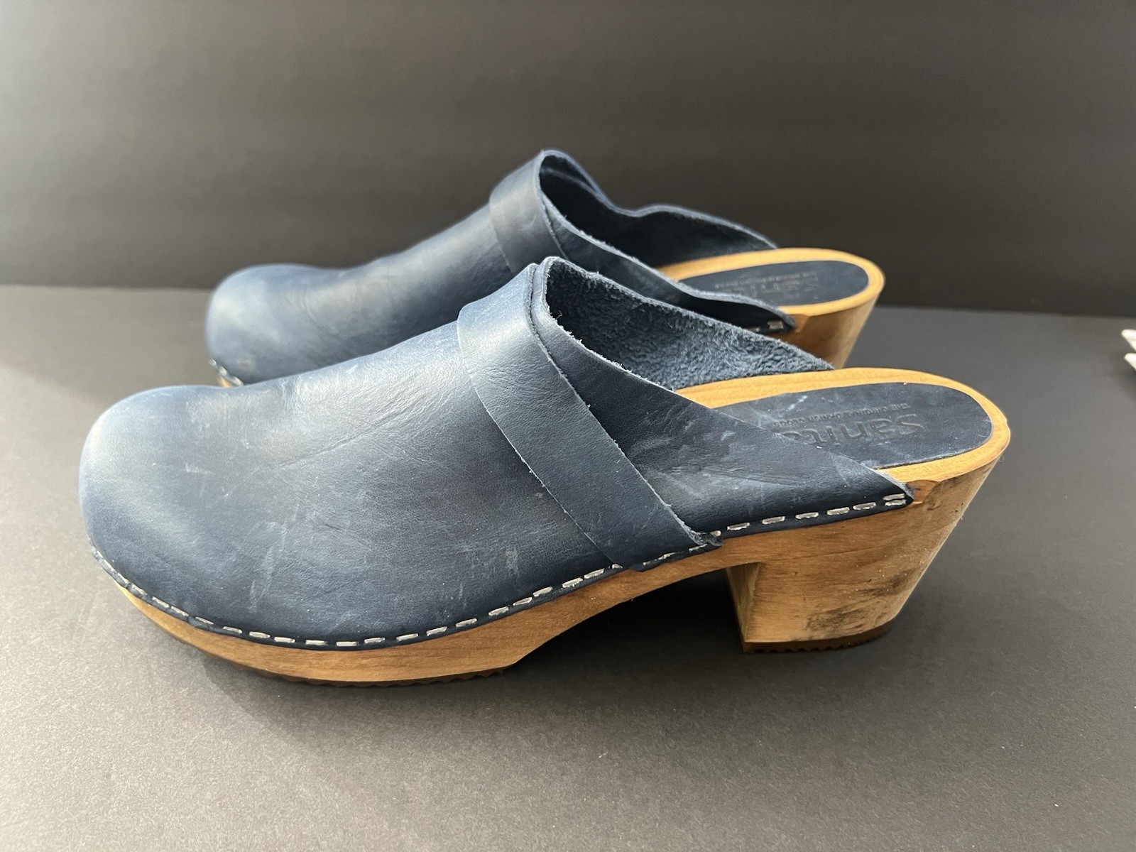 Sanita The Original Danish Clogs Blue Nubuck Open Back Clogs- Size41