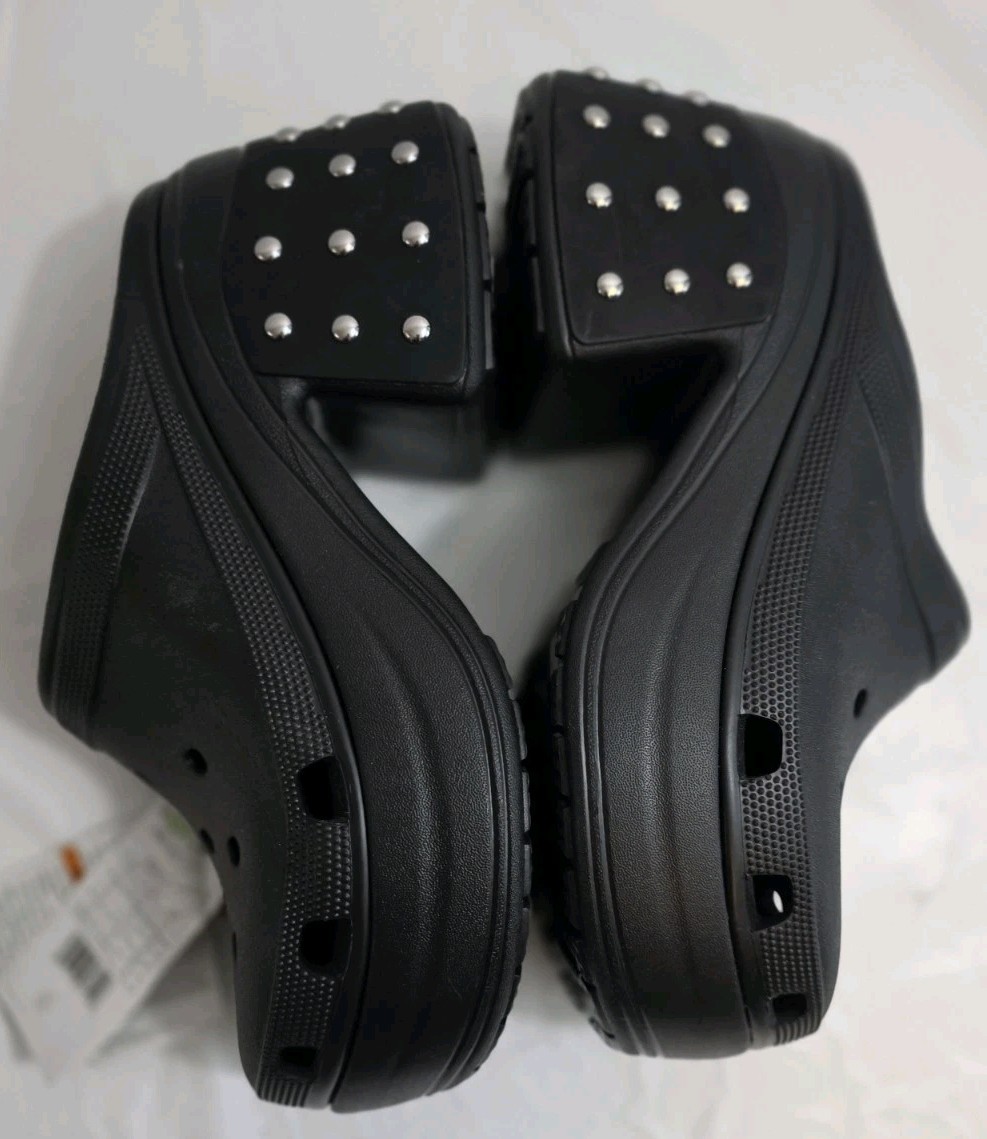 Croc Siren Studded Clog Men’s 11 Women’s 12.5 Black Platform Slip In Shoes NWT