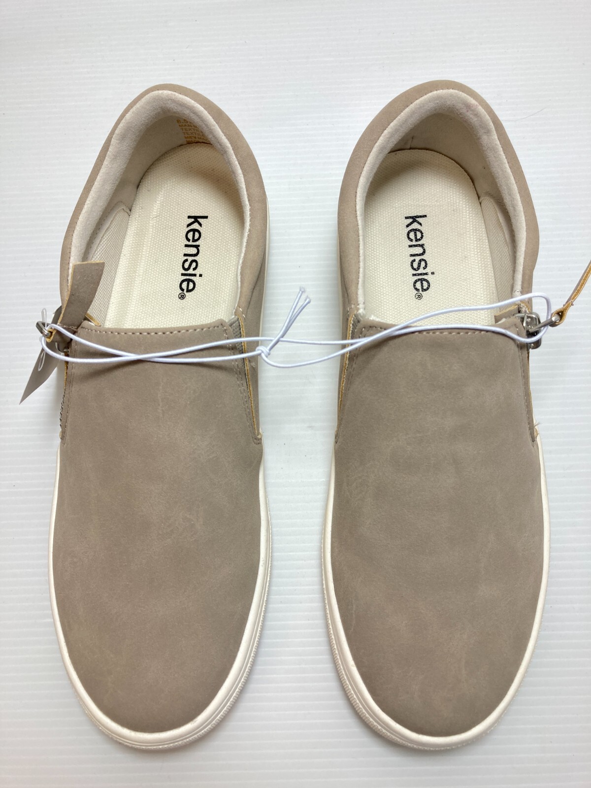 Kensie Ladie’s Taupe Soren Faux Suede Women’s Side Zipper Shoe – NEW
