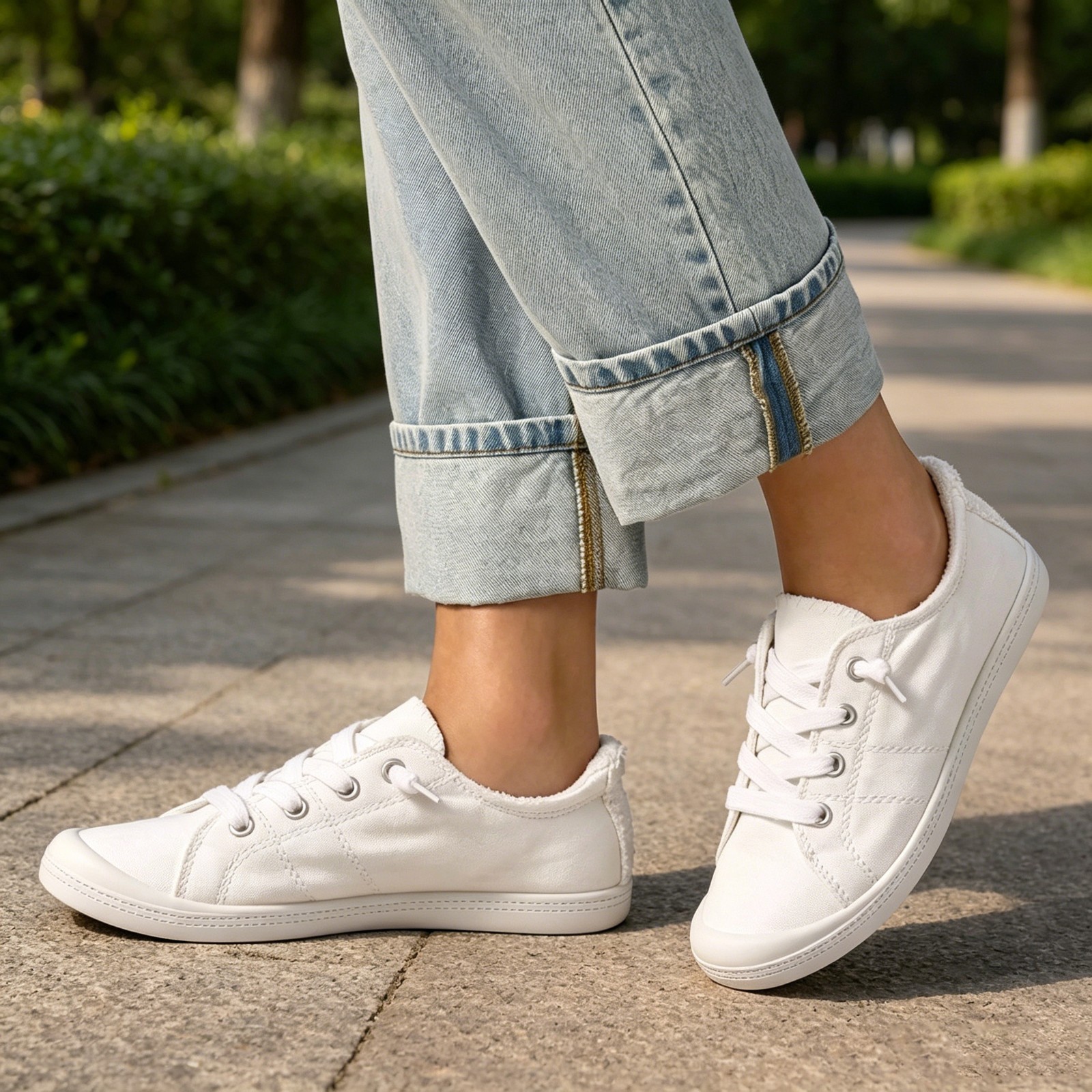 Women Canvas Slip On Sneakers Lightweight Non Slip Casual Walking Flat Shoes