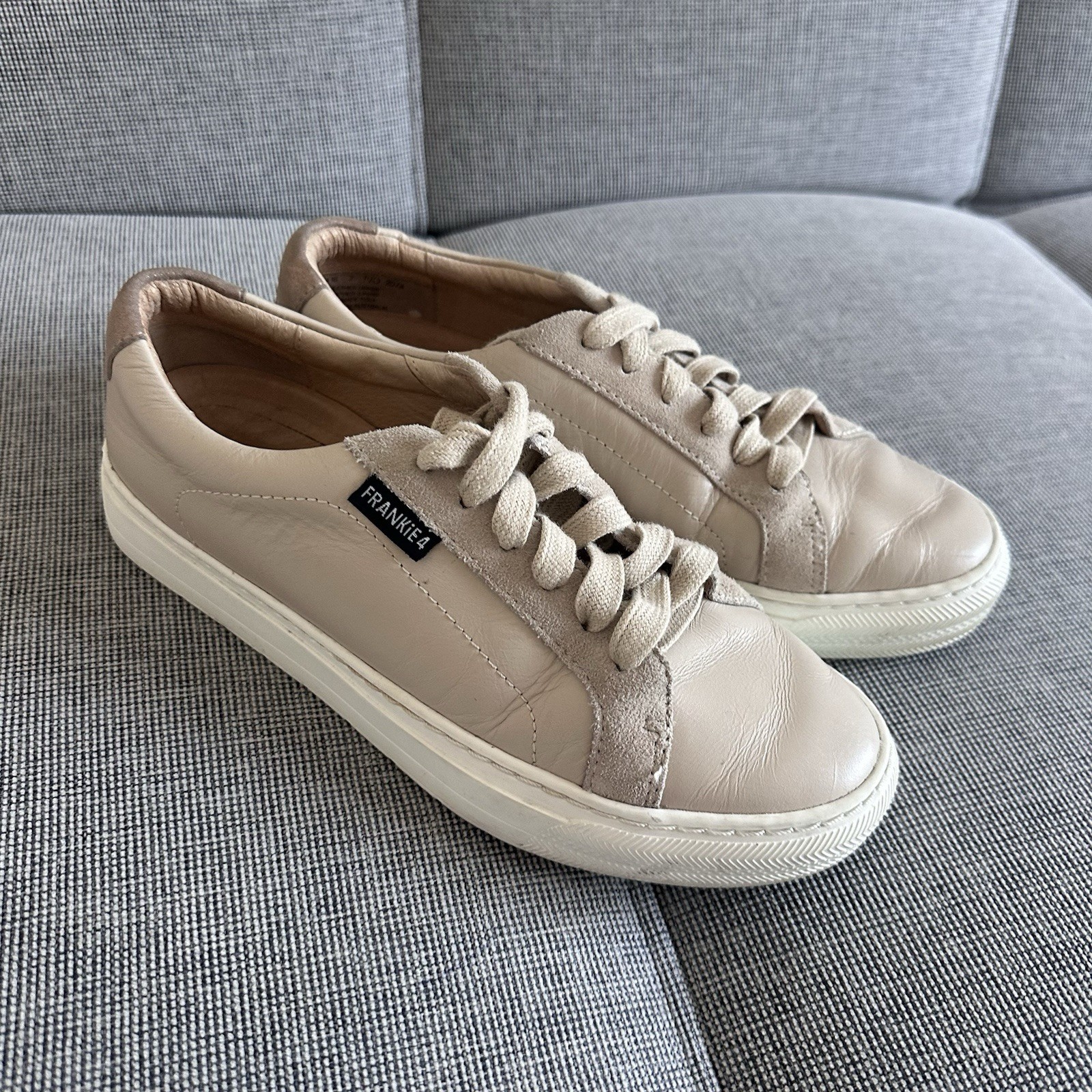 FRANKIE4 Leather Mim III Lace Up Sneakers Almond Leather Suede Size 7 Women’s