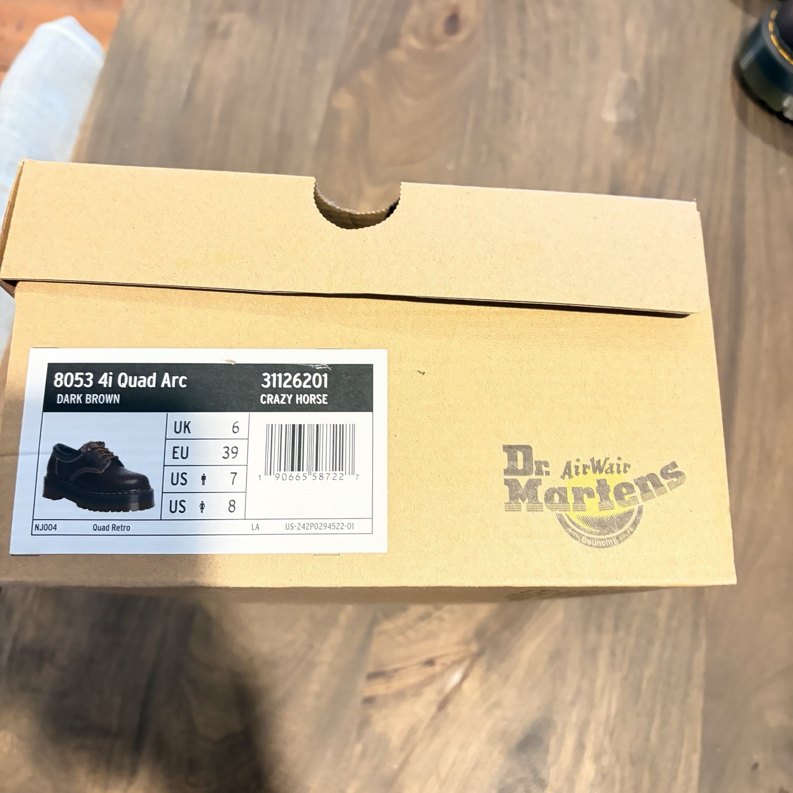 Dr Martens 8053 Quad Arc Crazy Horse Brown UK 6 US W 8 M 7 31126201 NIB