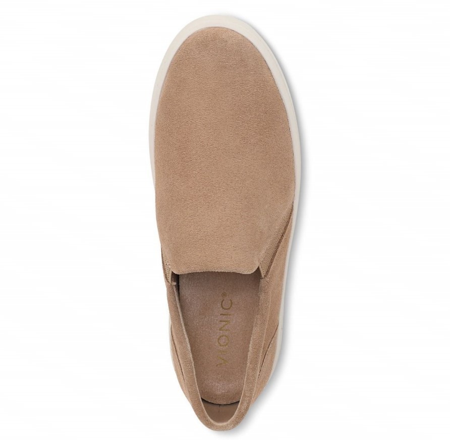 VIONIC Women Ellen Platform Slip On Sneaker, Desert Sand Suede (NEW)