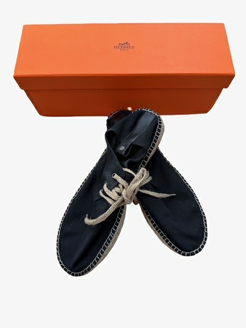 Hermes Espadrilles Hightop Canvas Black Size 39EU 5UK 6US New With Box