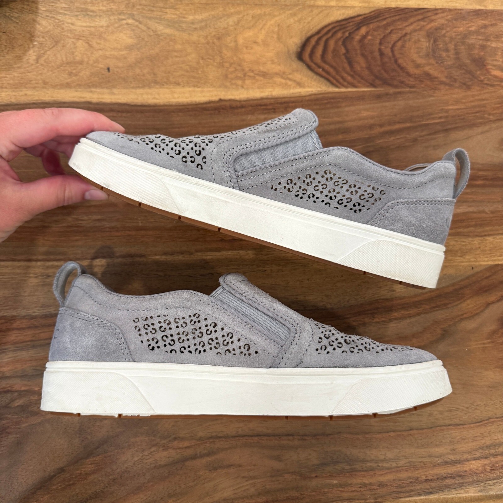 Vionic Kimmie Slip On Sneakers Perforated Comfort Shoes Slate Grey 7.5 Boho
