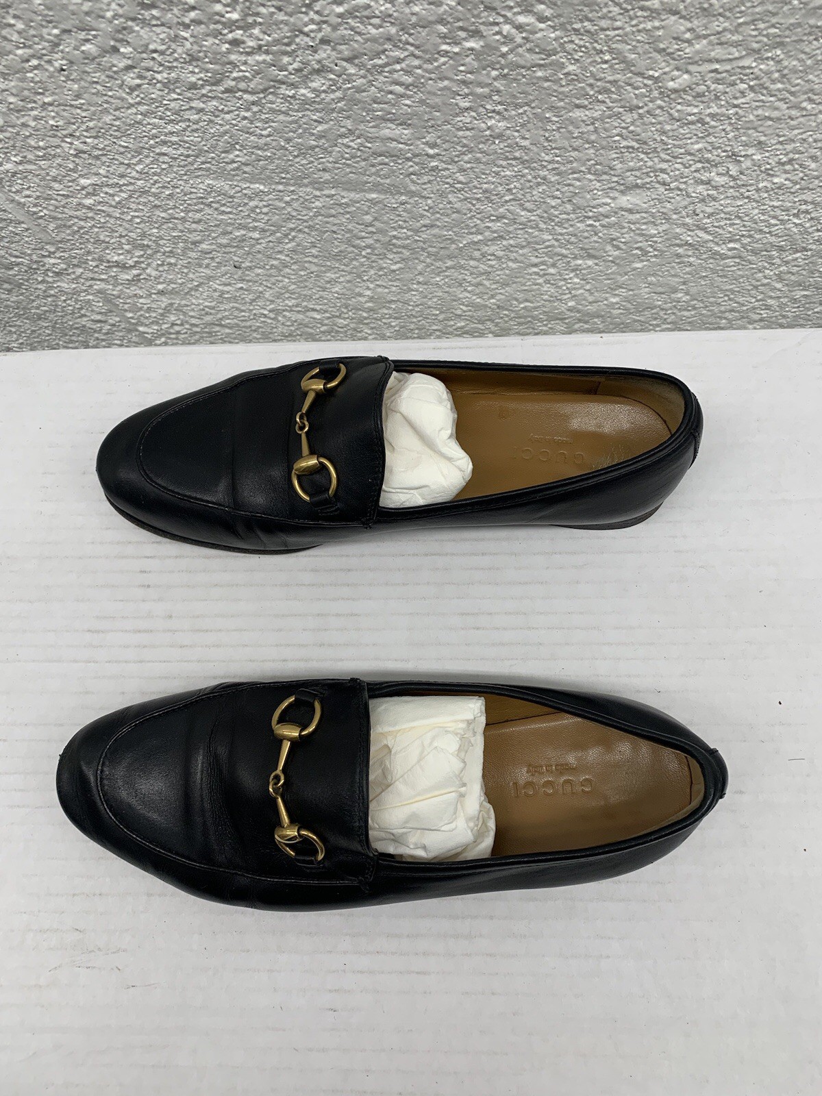 Gucci GG Horsebit Loafers Shoes Jordaan Leather Black Sz 6 US 36 EU BB22