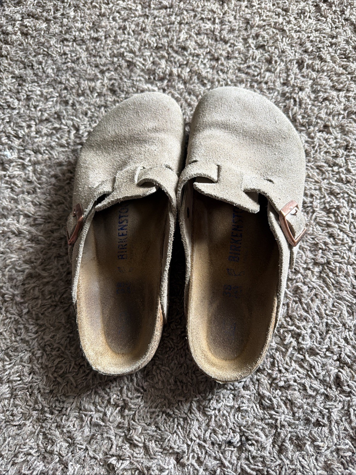 Birkenstock EU 38 Boston Taupe Suede Clog Size Women’s 7-7.5