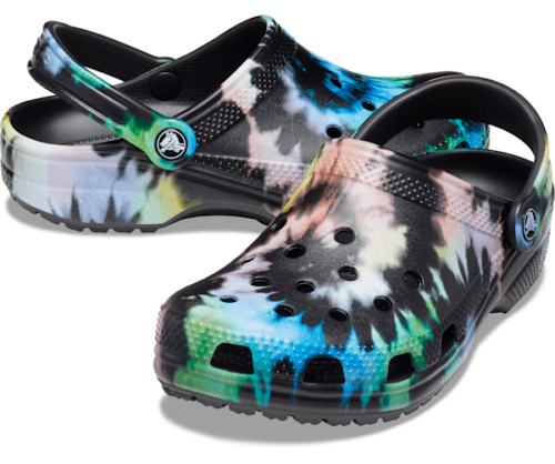 Croc Unisex Classic Tie-Dye Graphic Clogs Multi Black/Black Size M8/W10 (0911)*
