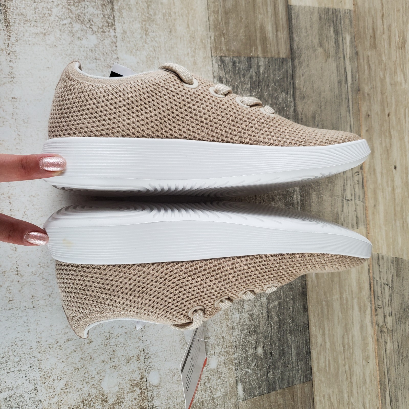 Allbirds Tree Runner Womens Shoes Sz 7 Running Beige White Knit Lace Up Sneakers