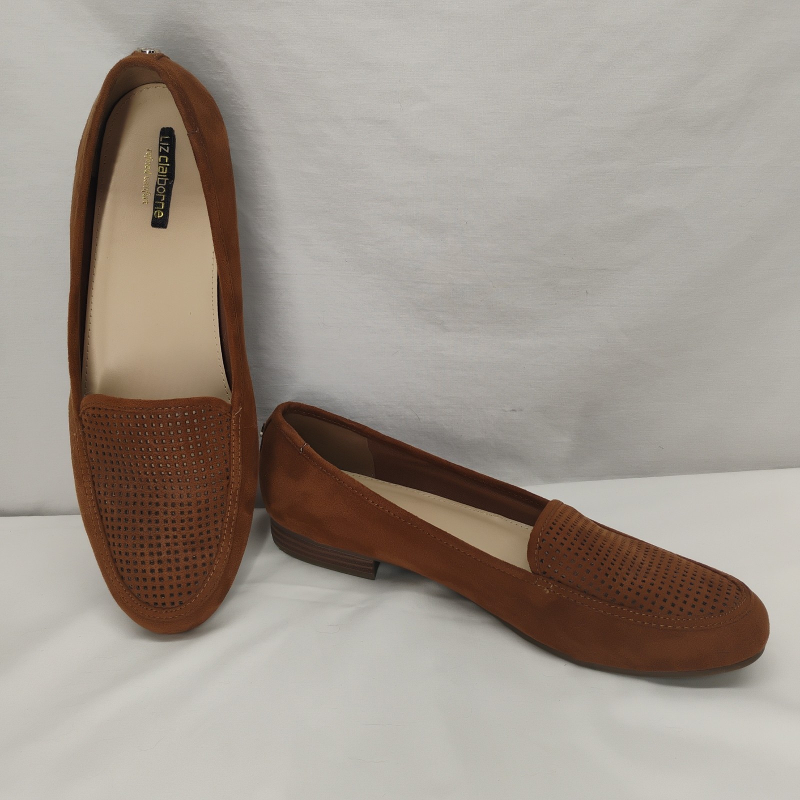 Liz Clairborne Perforated Brown Tan Loafers Flats Size 9.5 Women’s EUC