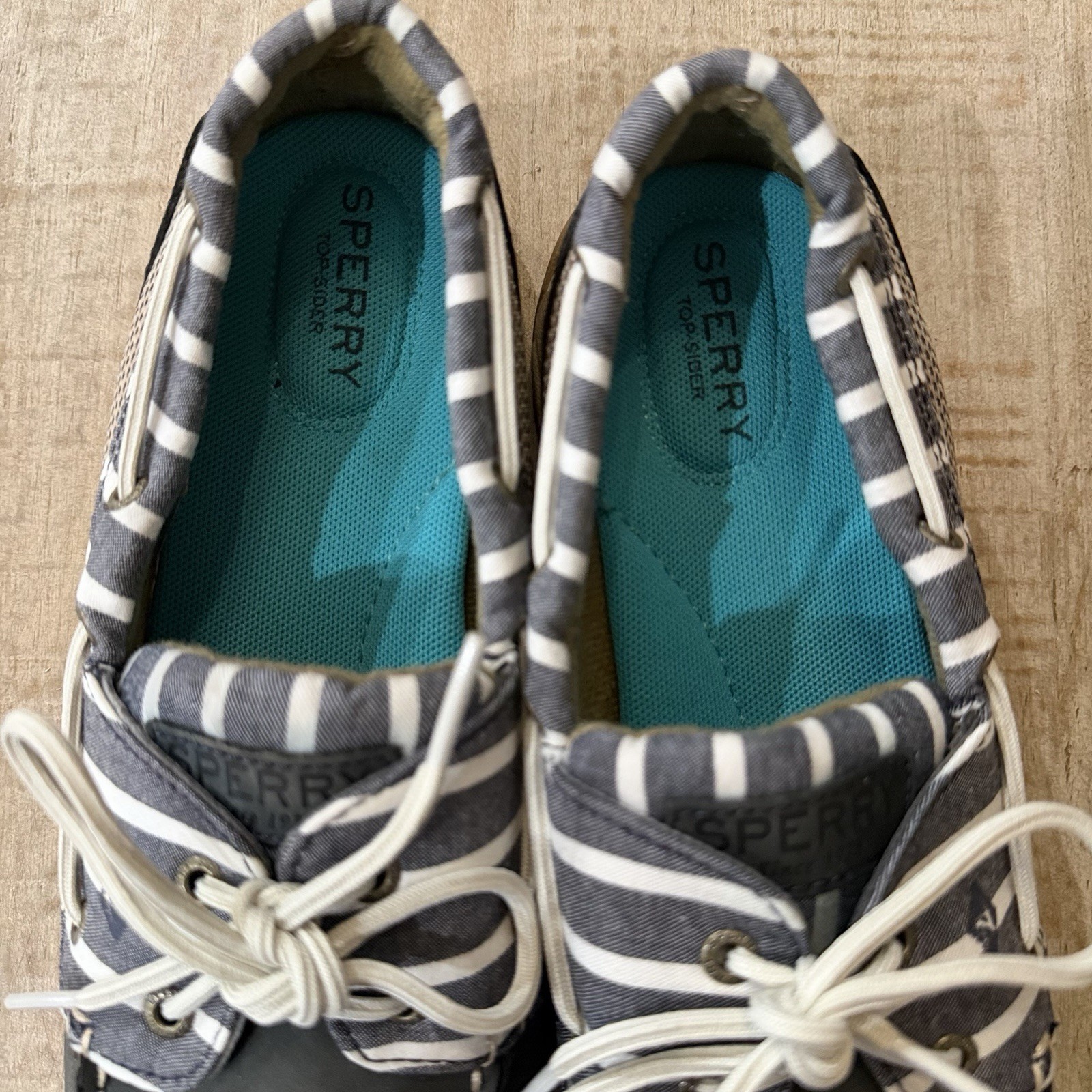 Sperry Top-Sider Navy/White Striped Leather Boat Shoes Womens 11M