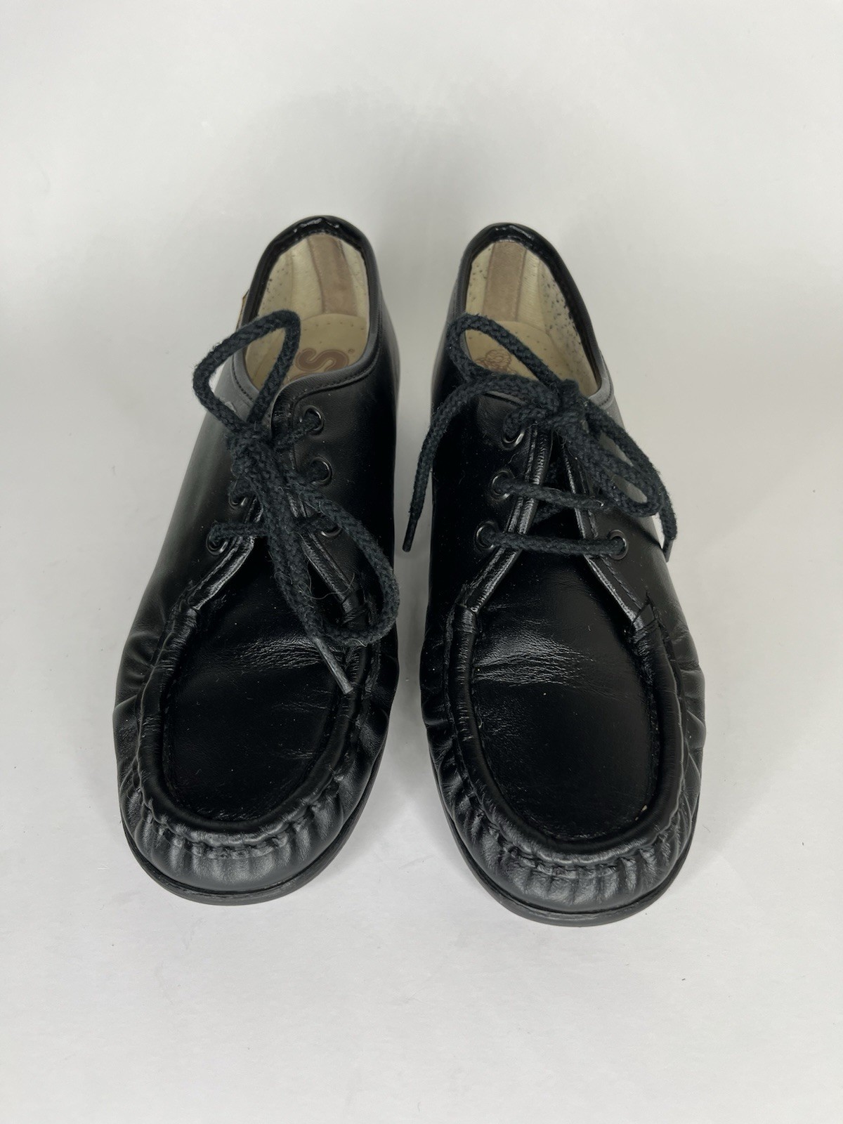 SAS Handsewn Shoes Moc Toes Lace Up Women Size 5M Black Leather USA