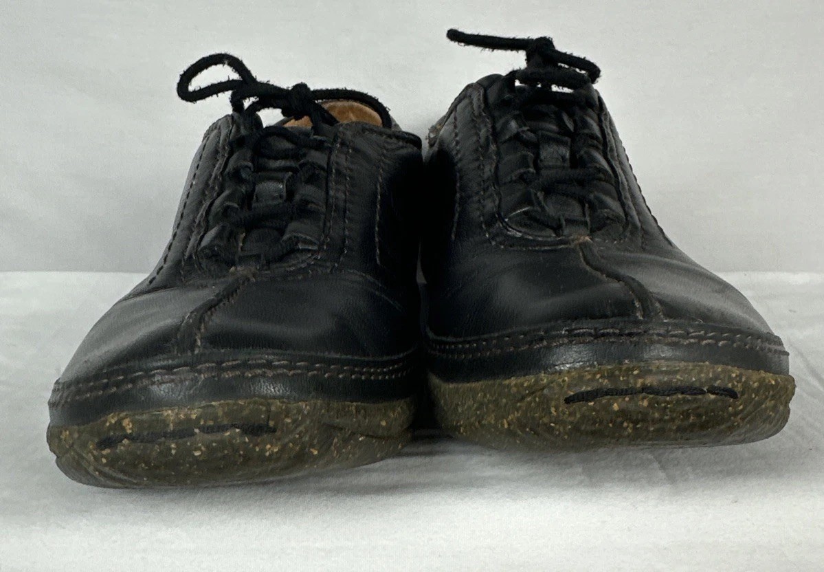Clarks Artisan Black Leather Shoes Womens 8M Lace Up Balance Man Made