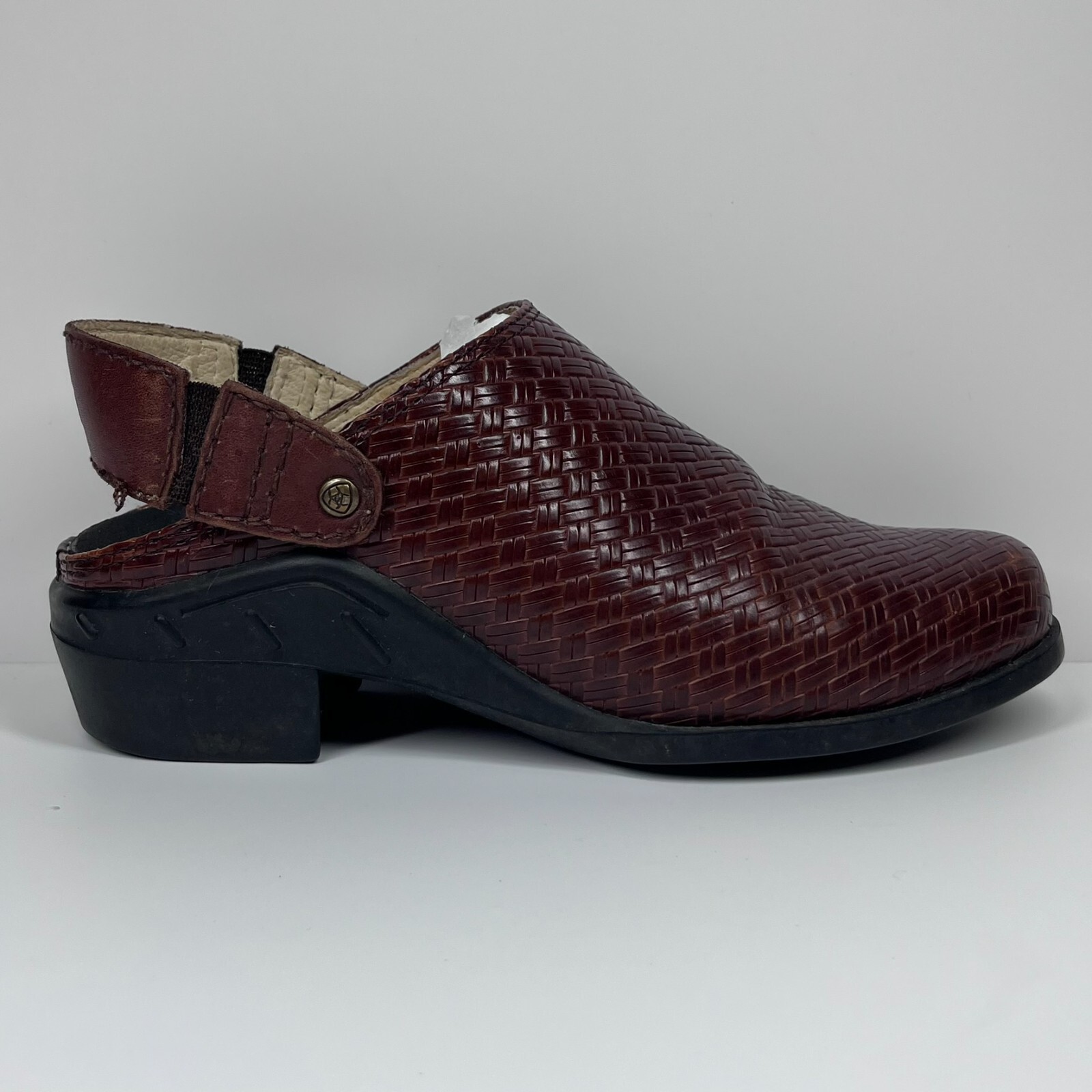 Ariat Woven Brown Leather Slides Mules Strap Women’s 5.5B 94024 Cowgirl Western