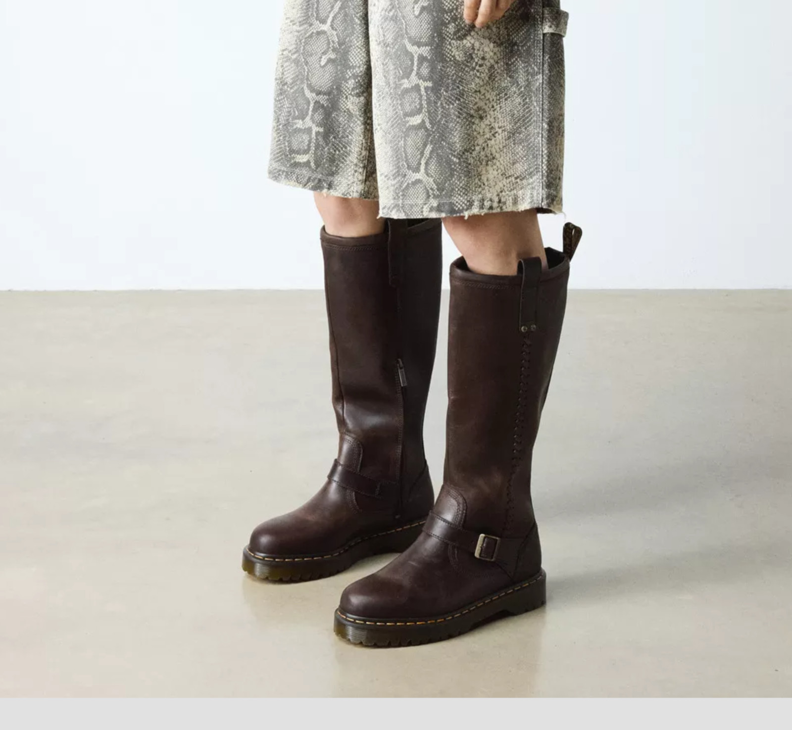 DR. MARTENS ANISTONE KNEE HIGH Orleans Leather Biker Boot MSRP$290 Punk&Timeless