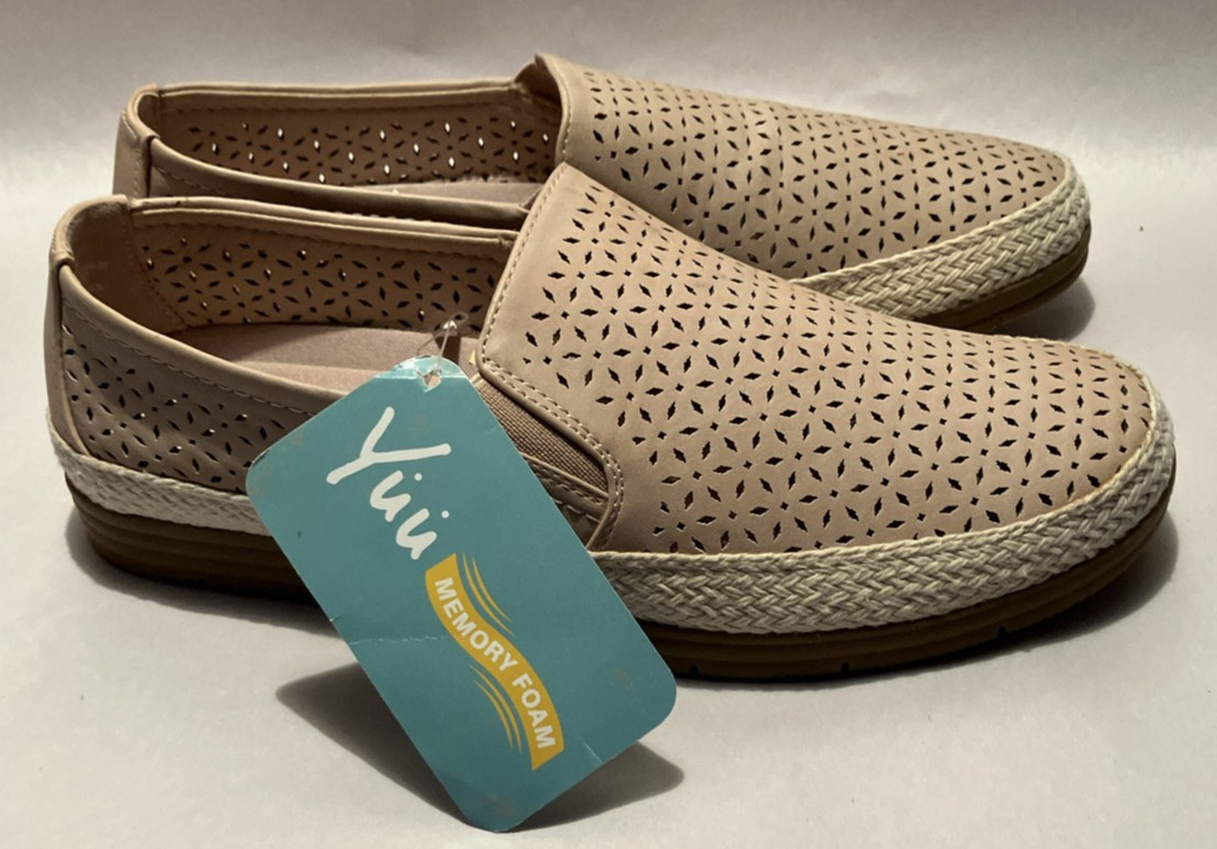 New Yuu Lacey Womens 8M Tan Ventilated Memory Foam Insole Comfort Espadrilles