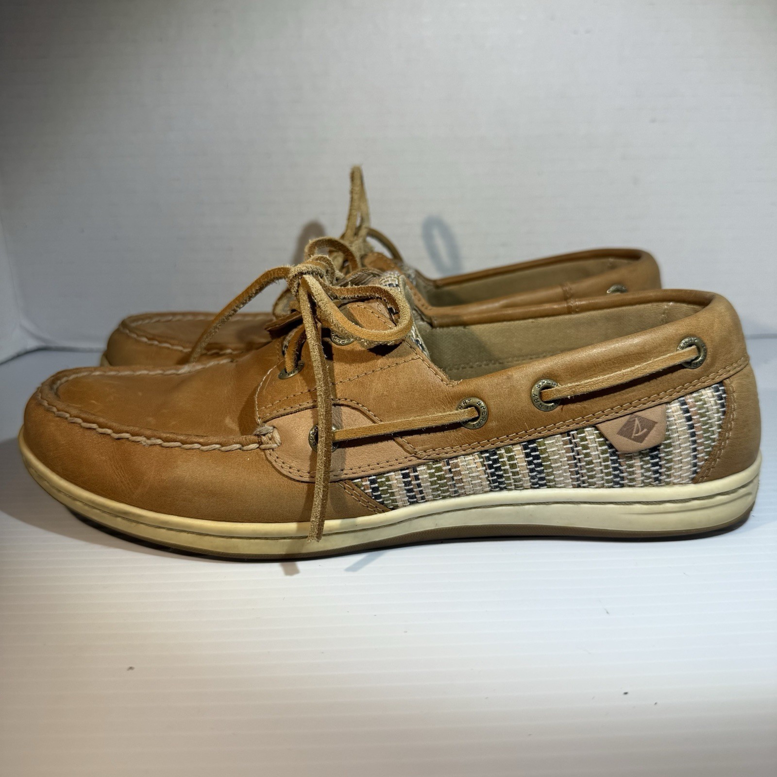 Sperry Top Sider Koifish Boat Shoes Brown Leather Lace Up Women’s Size 8.5M