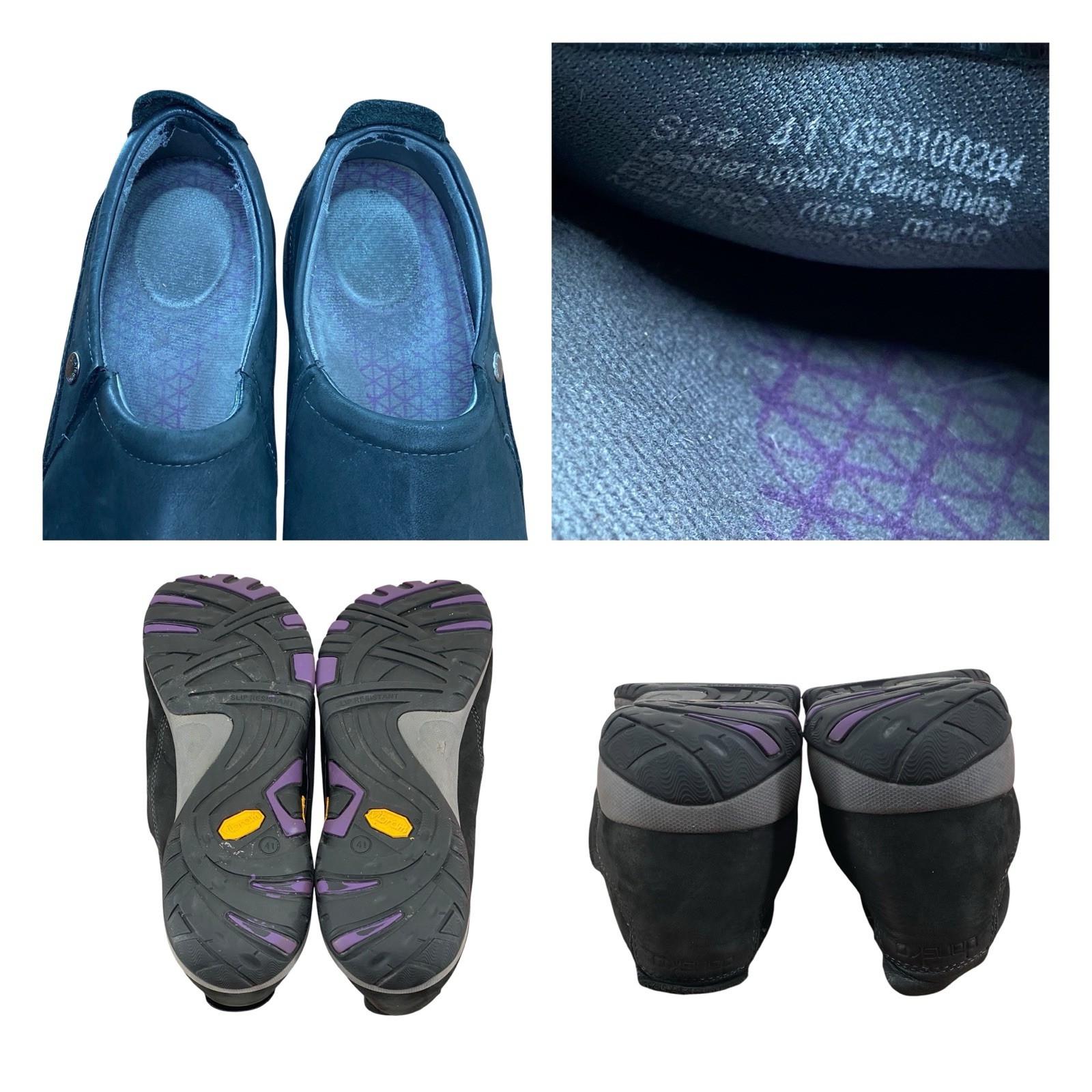 Dansko Patti Black Nubuck Slip On Shoes Vibram Sole Women’s EU 41 US 10-10.5