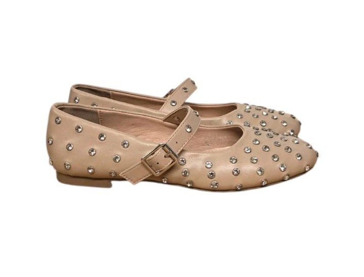 Berness Felicity Studded Mary Jane Ballet Flats Womens 6.5 Beige Nude Coquette
