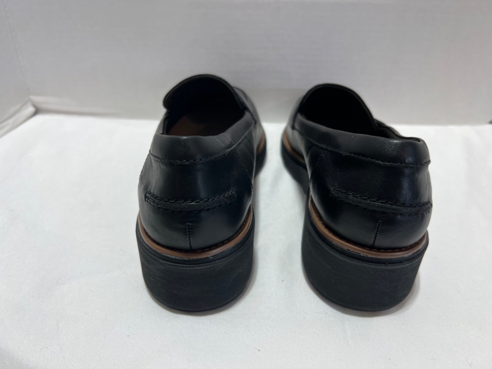 Women’s, Clarks Sharon Gracie Loafers ,9 .5 W, Black, Leather Wedge Shoes