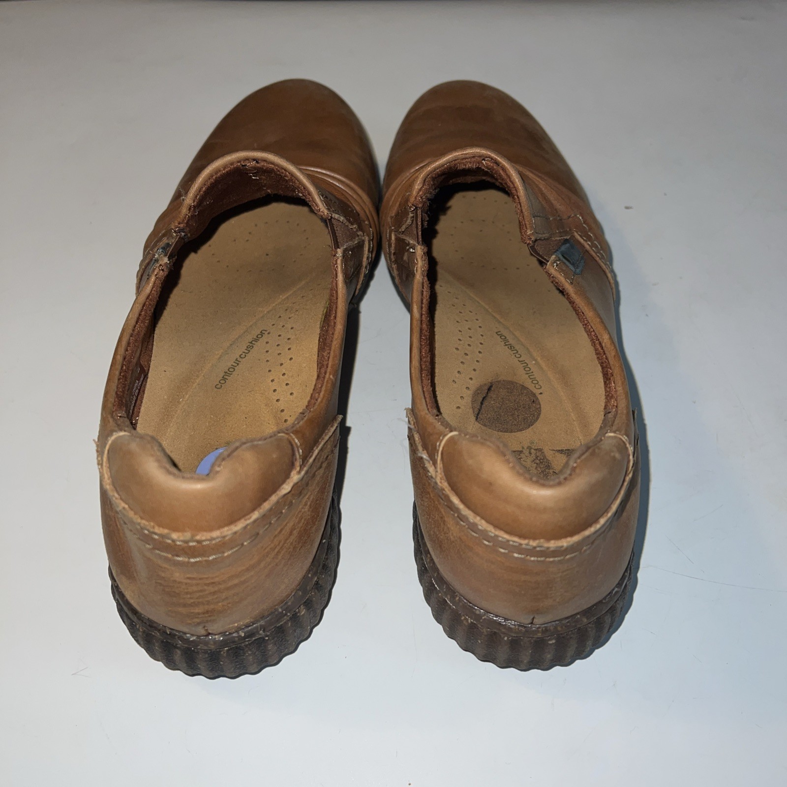 Clarks Magnolia Faye Saddle Brown Leather Ruched Slip On Loafer Moccasin 8.5