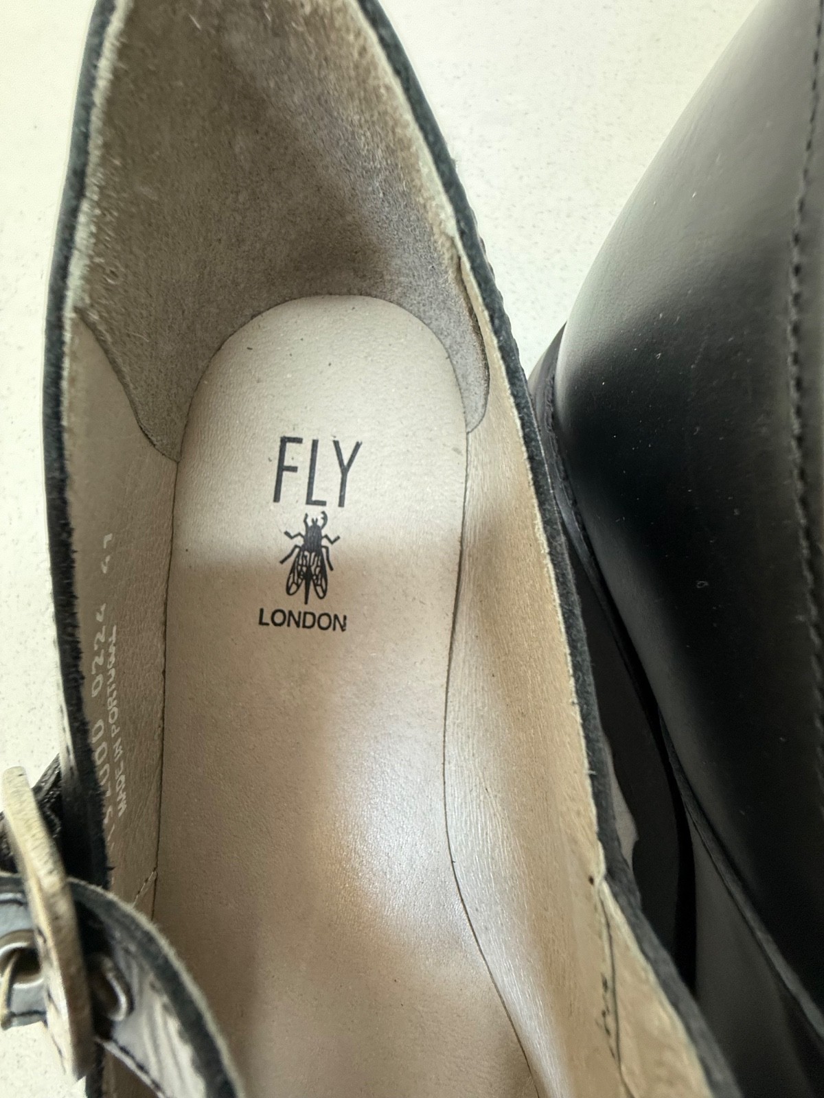 FLY LONDON Black Leather Mary Janes Lug Sole Shoes Womens EU 41 / US 10-10.5