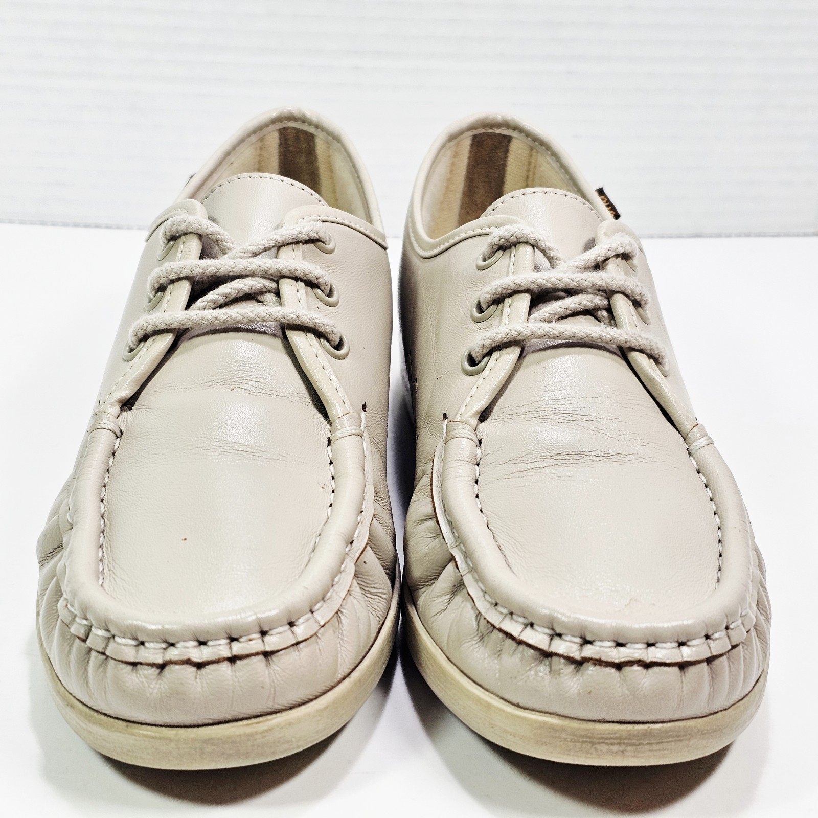 SAS Womens 7.5 S (Narrow) Siesta Beige Leather Comfort Shoes Handsewn