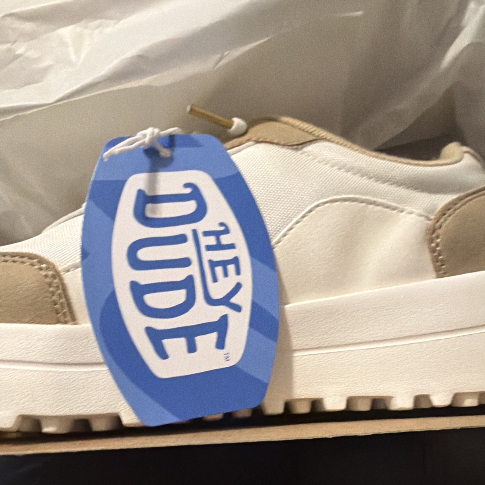 Hey Dude Hayden W Shine Women’s Tan/White Sneakers US 8 EU 39
