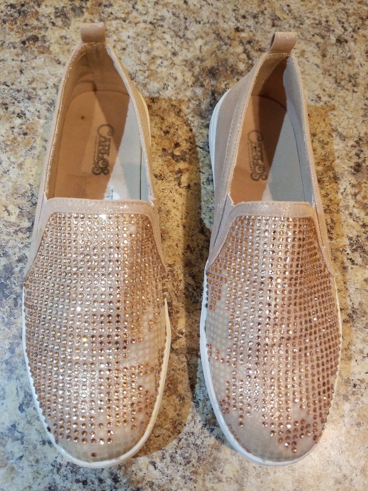 Carlos by Carlos Santana Women’s Sutton Sneaker, 7.5 Rose Gold Rhinestones
