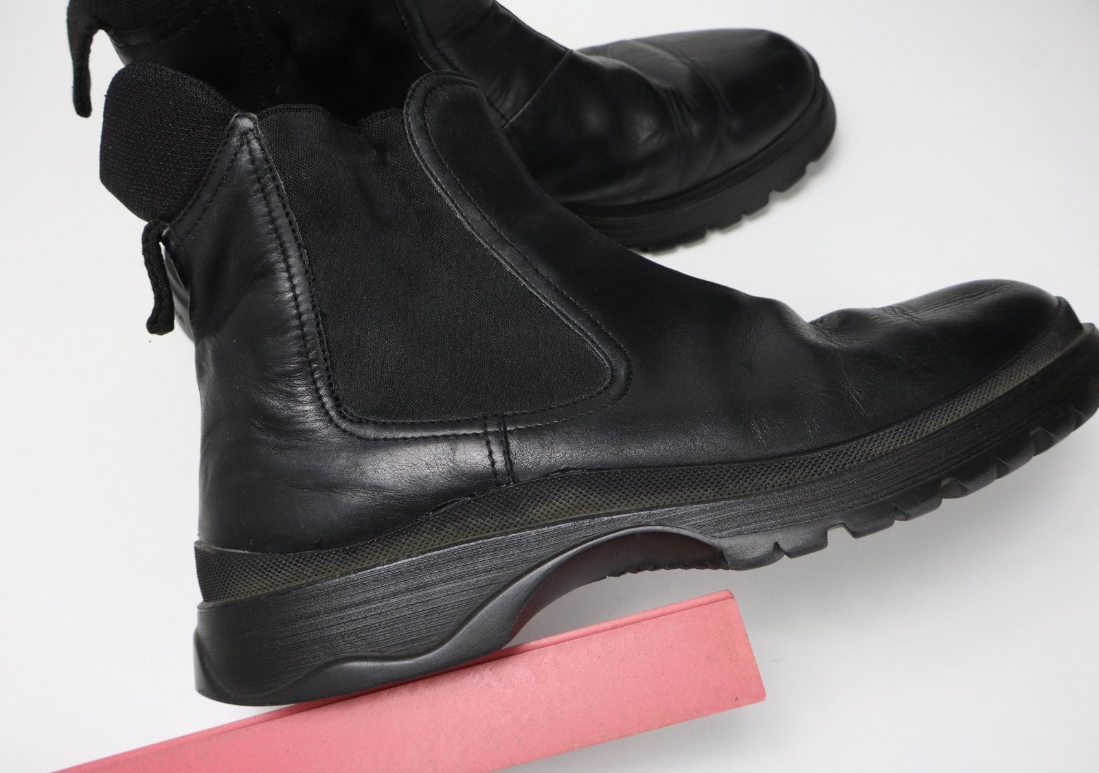 PRADA Shoes Womens (EU) 40 Leather Black High Top Round Slip On Boots