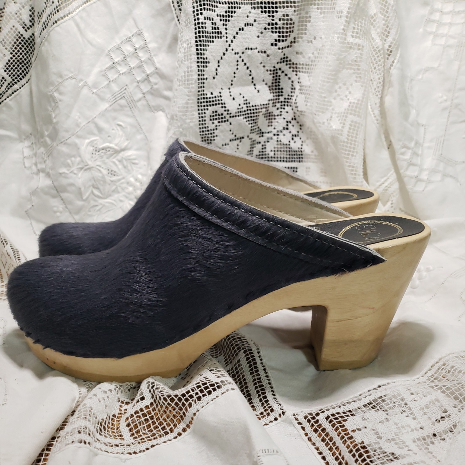 No. 6 Old School Clogs Pony Hair Women’s Size 38 US 8 Shoes Wedge