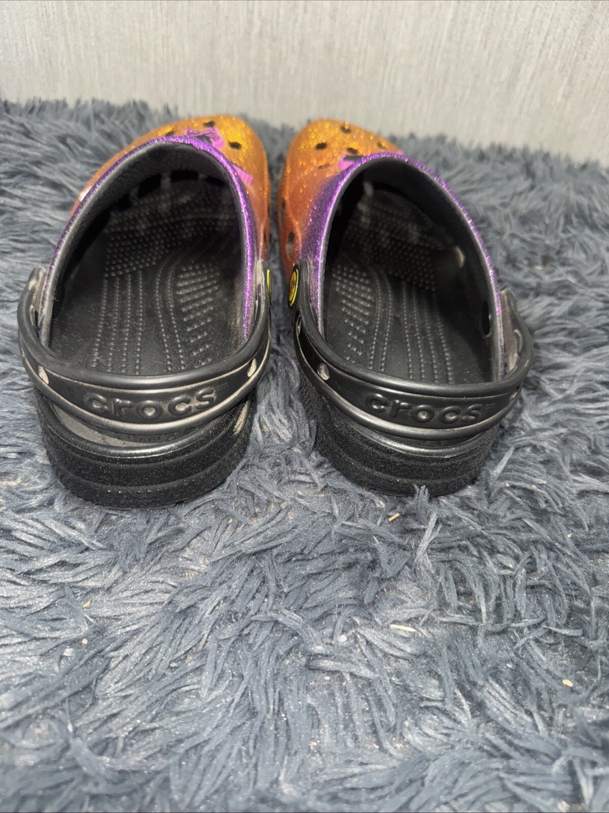 Hocus Pocus Crocs W6 M4 Glitter Halloween Clogs Orange Purple Spooky Sandals