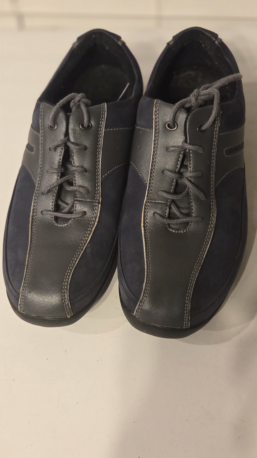 Clarks Shoes Womens 9W Blue Gray Leather Bungee Comfort Walking Drawstring
