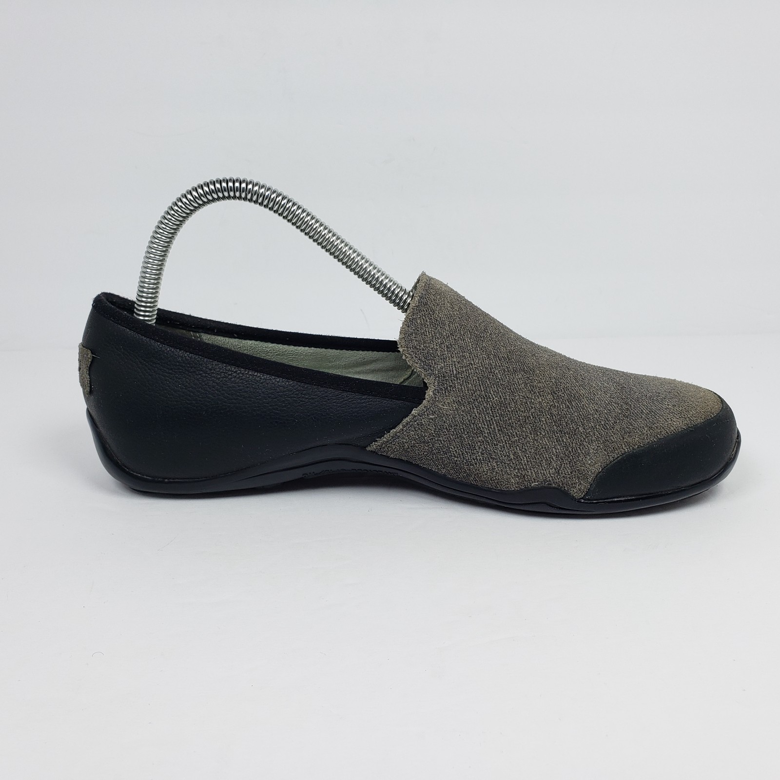 Ahnu Penny Pro Womens Size 8.5 Gray Black Suede Leather Slip On Loafer Shoes