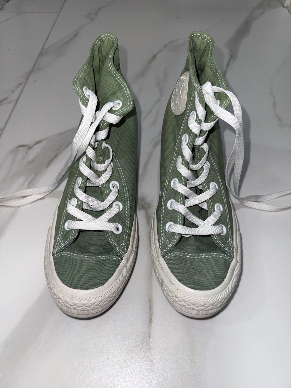 Converse Chuck Taylor All Star High Top Green/White Canvas Wedges Lace UpSneaker
