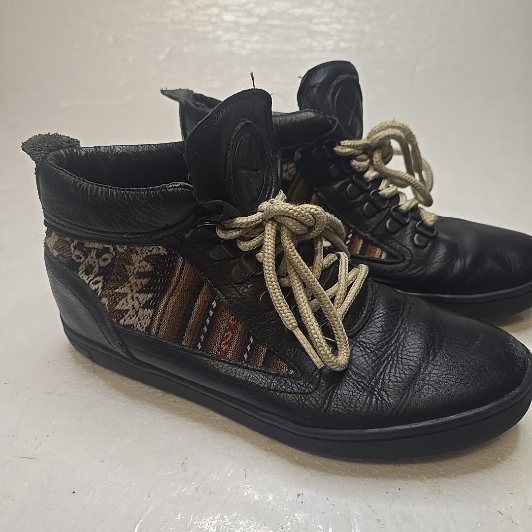Inkkas Leather Black Leather Ankle Boot Shoes Men’s 5 /Women’s 7 Mexico Aztec