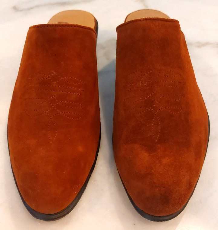 Chamula Brown Leather Mule Boots Women Size 6.5 Preowned Mexico 24.5