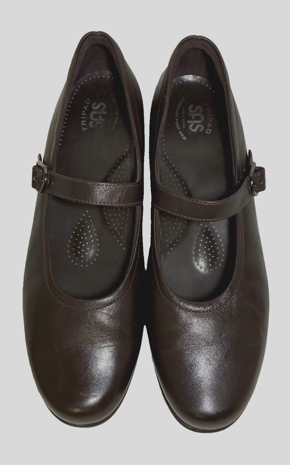 SAS Maria Mary Jane Brown Leather Shoes Women Size 11M Buckle Strap Made in USA