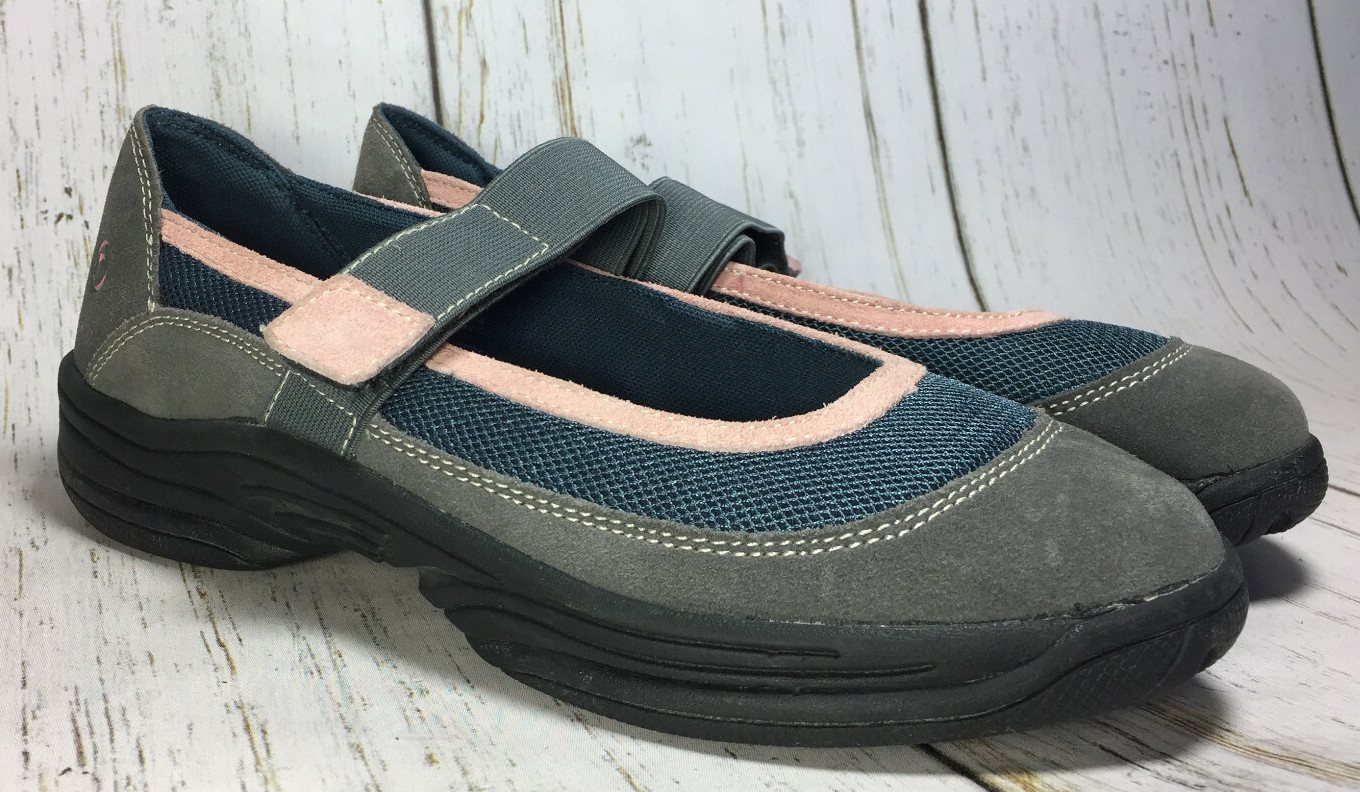 Rockport Mary Jane Grey Pink Suede and Textile Women’s Shoes Size 7 M Comfort