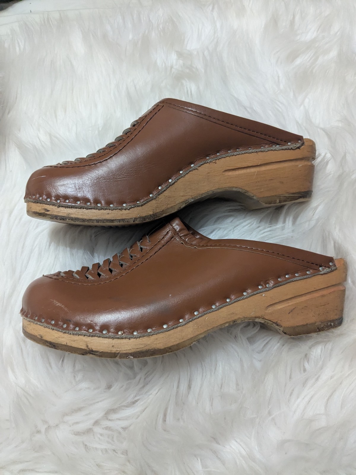 Bastad Troentorp Vtg Wright Shoes 39, 40, 8.5, 9 Braided Leather Clogs Swedish