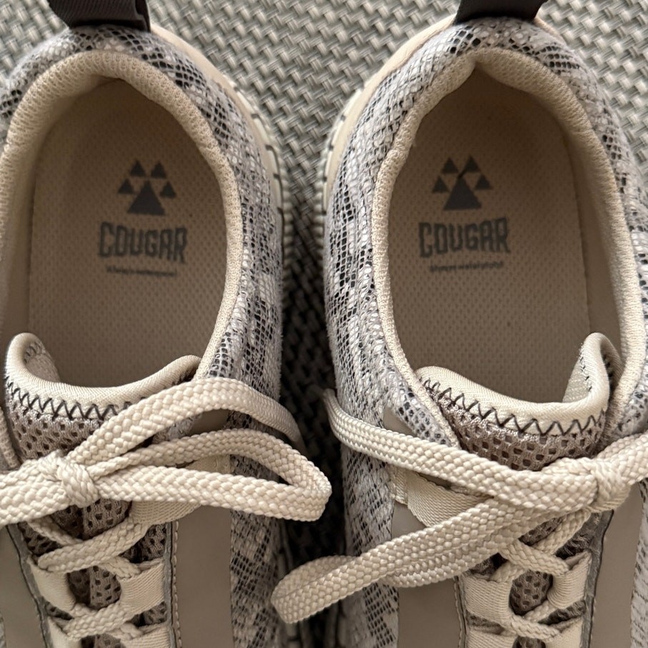 COUGAR NWOT Sayah Leather/Nylon Snakeskin Platform Sneaker 8.5 Beige Taupe